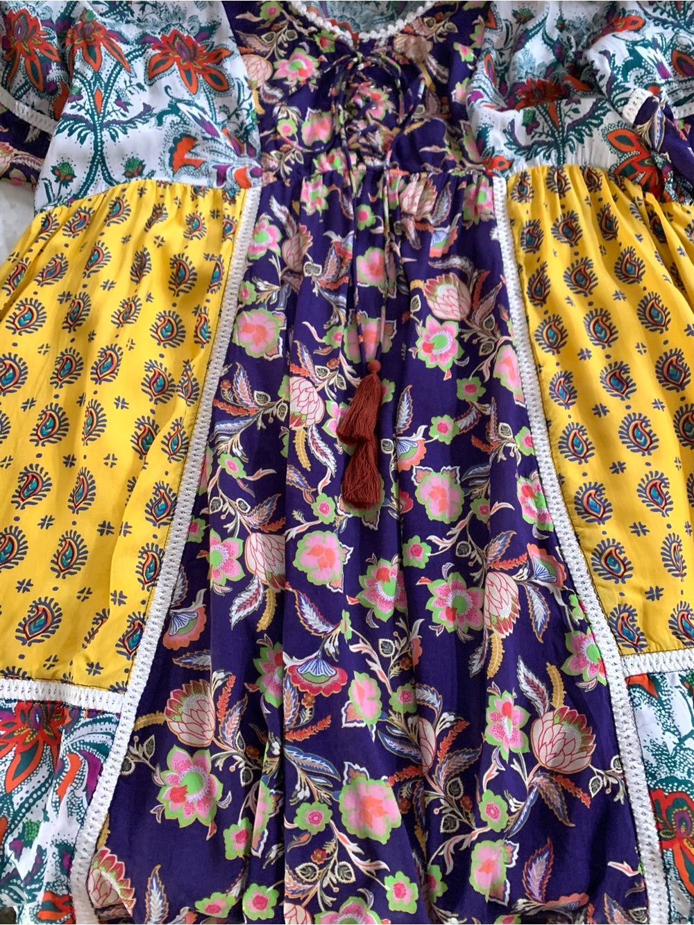 Anthropologie Lilka Floral Paisley Patchwork Trapeze Peasant Dress Boho- XL - Picture 11 of 14